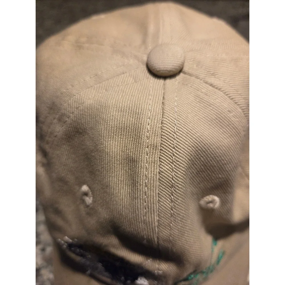 Hey Mon Barbados Green Monkey Embroidered Khaki Cotton Dad Hat Baseball Cap OSFA